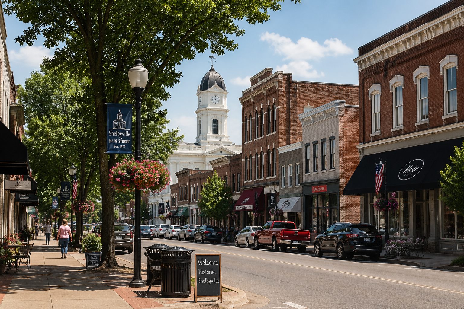 Historic small-town downtown in Middle Tennessee