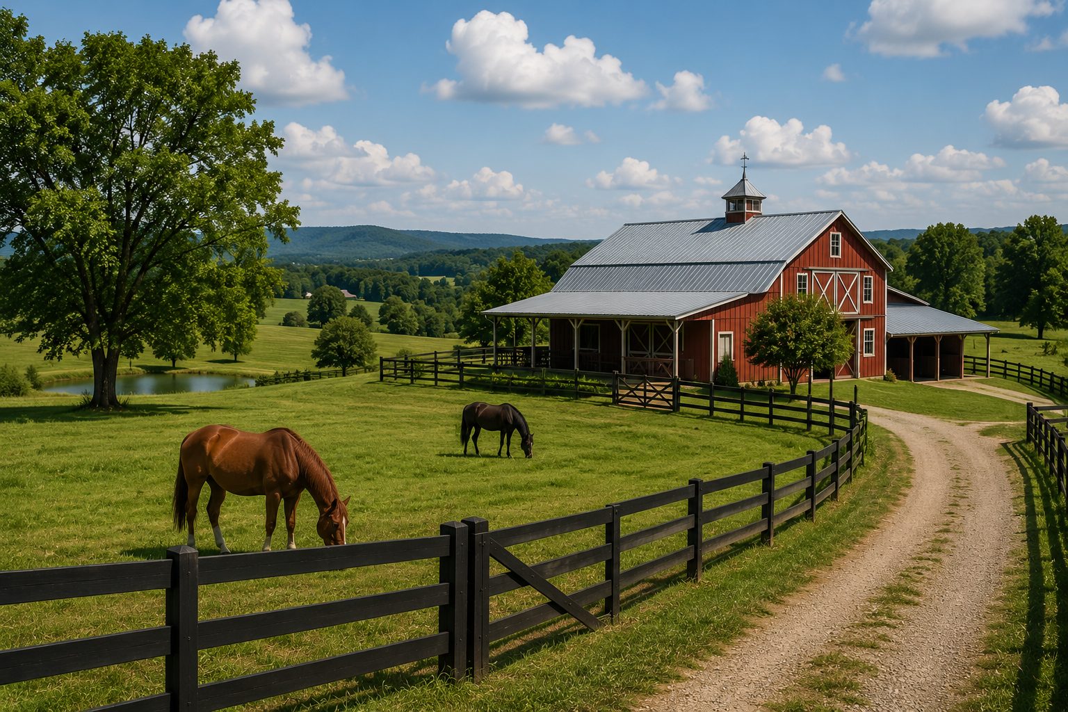 Rural acreage with barn and open pasture in Middle Tennessee